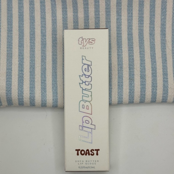 tys Beauty Lip Butter in Toast with Peach Stripped Makeup Bag - Picture 5 of 7